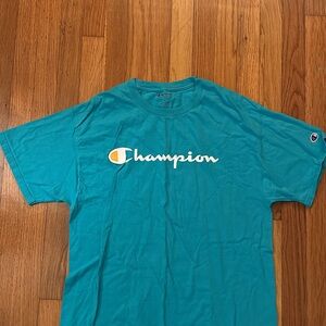 Champion Men's Aqua Short Sleeve Tee - Mens Large